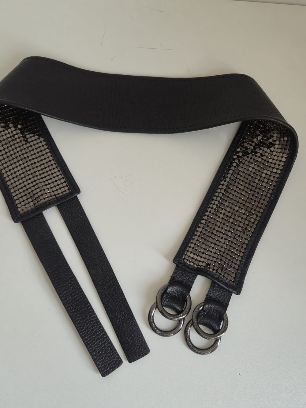 Michaels Black Textured Leather Waist Belt